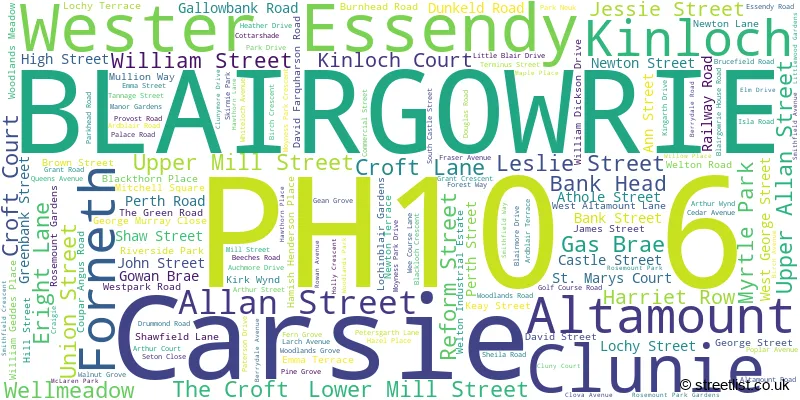 A word cloud for the PH10 6 postcode
